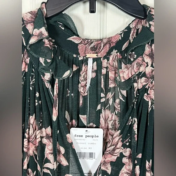 NWT Free People Feeling Groovy Maxi Dress, oversized Green and Pink Floral Dress - Picture 3 of 5